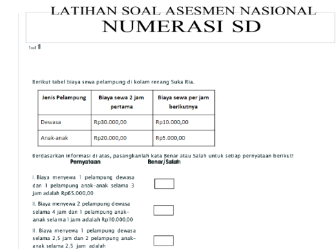 Latihan Soal Anbk Akm Numerasi Sd Mi Bagian All Content