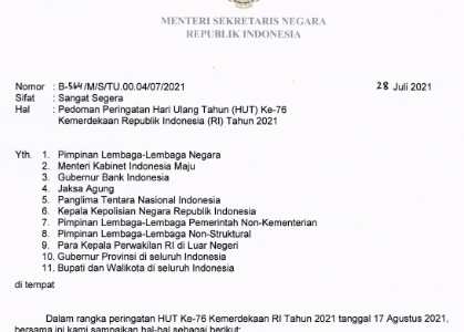 Download Pedoman Peringatan HUT Ke-76 Kemerdekaan RI Tahun 2021