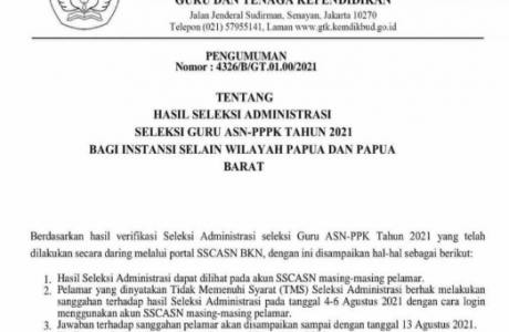 Cara Cek Hasil Seleksi Administrasi PPPK Guru Tahun 2021