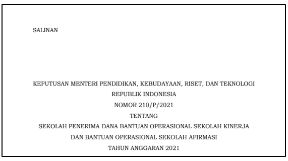 Download Daftar Sekolah Penerima BOS Kinerja dan BOS Afirmasi Tahun 2021