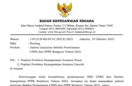 Unduh Jadwal Lanjutan Seleksi CPNS dan PPPK NonGuru Tahun 2021