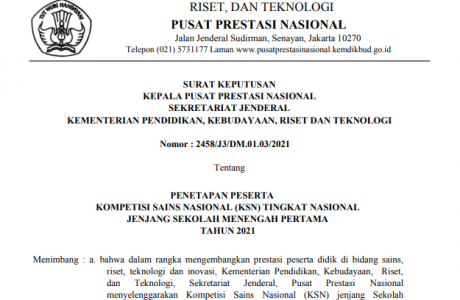 Unduh Daftar Peserta KSN SMP Tingkat Nasional Tahun 2021