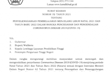 SE Pembelajaran Menjelang Natal 2021 dan Tahun Baru 2022