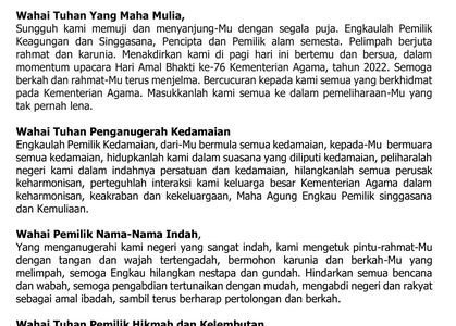 Doa pada Upacara Peringatan Hari Amal Bakti Kemenag Tahun 2022