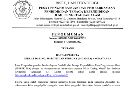 Daftar Peserta Didamba Angkatan 13