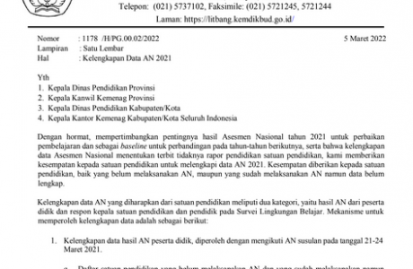 Unduh Surat Edaran Kelengkapan Data AN 2021