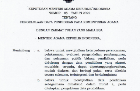 Keputusan Menteri Agama KMA tentang Pengelolaan Data Pendidikan EMIS