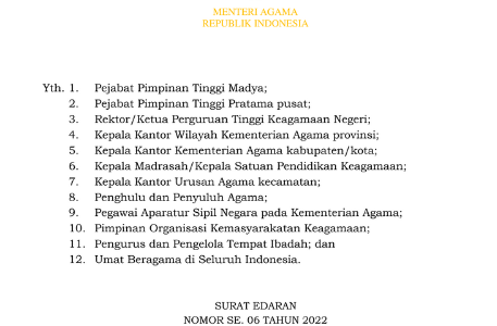 Surat Edaran Panduan Pelaksanaan Ibadah Masa PPKM dan Penerapan Prokes