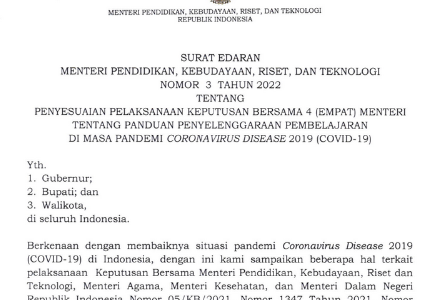 Penyesuaian SKB 4 Menteri tentang Panduan Pembelajaran Masa Pandemi Covid-19