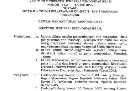 Juknis Kompetisi Sains Madrasah KSM Tahun 2022