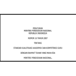 Permendiknas Nomor 16 Tahun 2007 tentang Standar Kualifikasi Akademik dan Kompetensi Guru