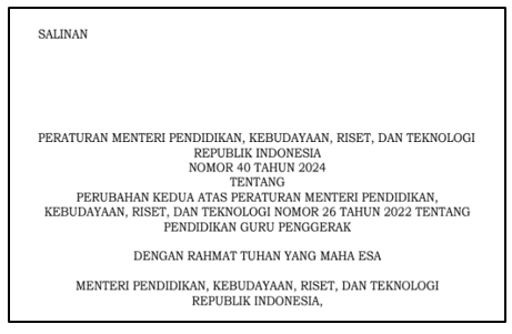 Permendikbudristek Nomor 26 Tahun 2022 tentang Pendidikan Guru Penggerak