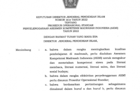 Unduh POS Asesmen Kompetensi Madrasah Indonesia AKMI Tahun 2022 