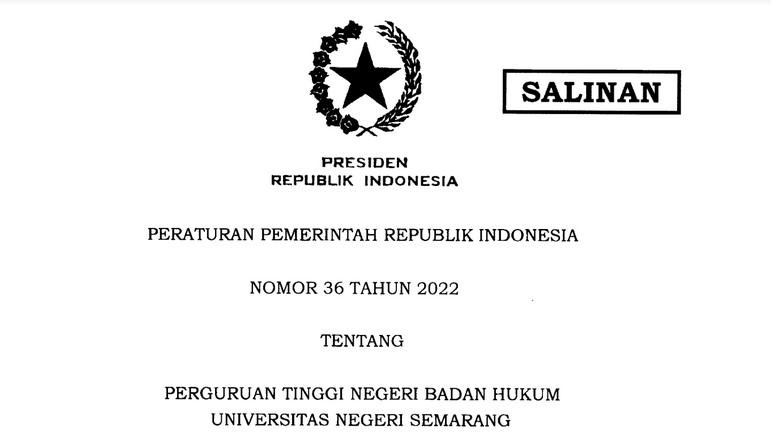 Peraturan Pemerintah Nomor 36 Tahun 2022 Tentang PTN Badan Hukum ...