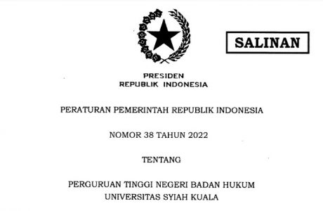 Peraturan Pemerintah Nomor 38 Tahun 2022 tentang PTN Badan Hukum Universitas Syah Kuala