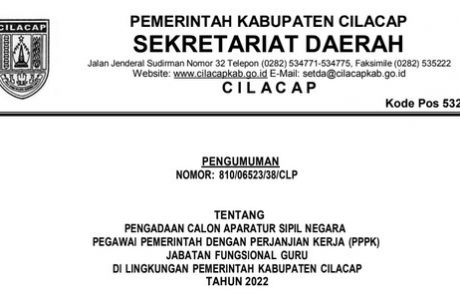 Rincian Formasi CASN PPPK Guru Kabupaten Cilacap Tahun 2022