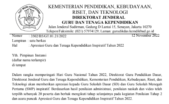 Daftar Finalis Guru SMP Apresiasi Guru Dan Tenaga Kependidikan ...