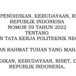 Permendikbudristek Nomor 59 Tahun 2022 tentang Organisasi dan Tata Kerja Poltek Negeri Lampung