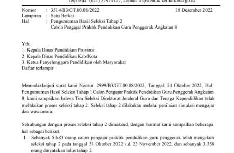 Informasi Pengumuman Hasil Seleksi Tahap 2 CPP PGP Angkatan 8