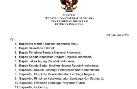 Edaran MenPANRB Nomor 01 Tahun 2023 : Pedoman Pembinaan dan Netralitas Pegawai Pemerintah Non Pegawai Negeri dalam Pemilu