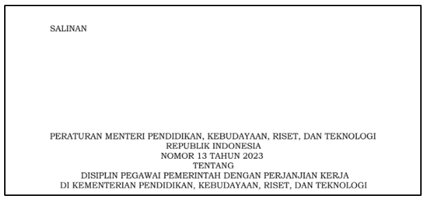 Permendikbudristek Nomor 13 Tahun 2023 tentang Disiplin PPPK di Kemendikbudristek