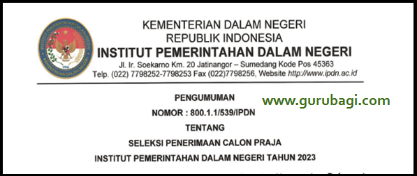 Penerimaan Calon Praja Baru IPDN Tahun Akademik 2023/2024