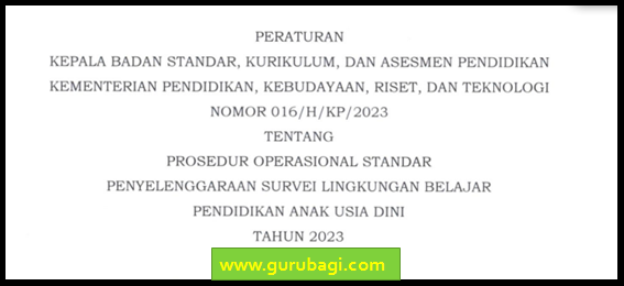 Prosedur Operasional Standar Survei Lingkungan Belajar PAUD  2023