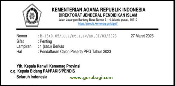 Pendaftaran Calon Peserta PPG Guru PAI Tahun 2023