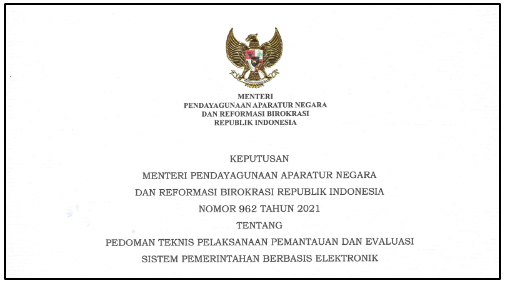 Petunjuk Teknis Pemantauan dan Evaluasi Sistem Pemerintahan Berbasis Elektronik (SPBE)