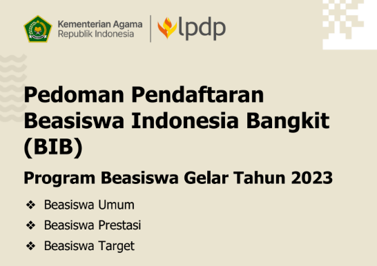 Petunjuk Teknis Pendaftaran Beasiswa Indonesia Bangkit BIB Program Gelar 2023