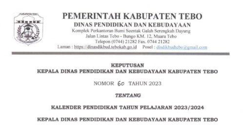 Kaldik TK SD SMP Kabupaten Tebo TP 2023/2024