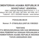 Pengumuman Daftar Peserta Mengundurkan Diri dan Meninggal Dunia Calon PPPK Kemenag TA 2022