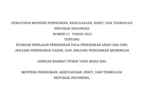 Standar Penilaian Pendidikan PAUD, Pendidikan Dasar dan Pendidikan Menengah