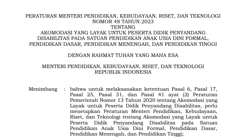 Paparan Akomodasi yang Layak bagi Penyandang Disabilitas pada PAUD Dikdasmen