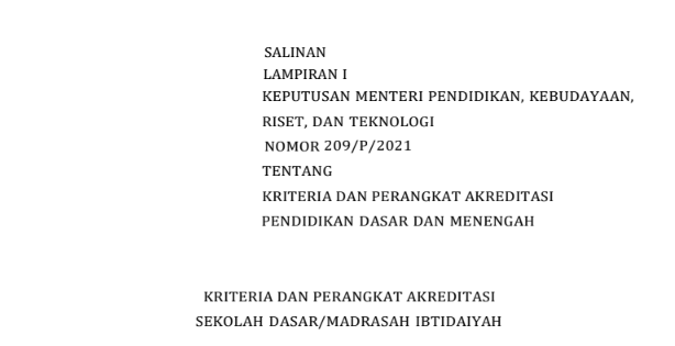 Unduh Kriteria dan Perangkat Akreditasi (IASP) SMP MTs