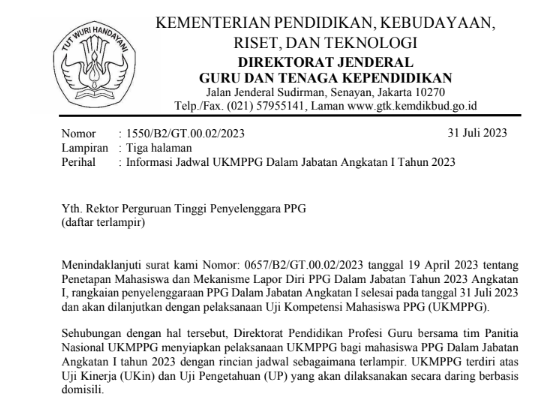 Informasi Jadwal UKMPPG Dalam Jabatan Angkatan 1 Tahun 2023