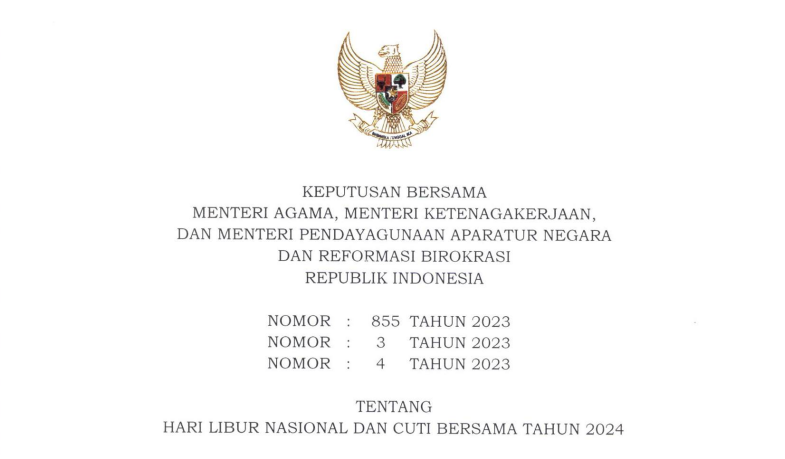 SKB Hari Libur Nasional dan Cuti Bersama 2024