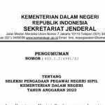 Rincian Formasi CASN PNS Kementerian Dalam Negeri (Kemendagri) 2023