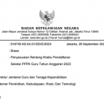 Edaran Penyesuaian Rentang Waktu Pendaftaran Seleksi PPPK Guru 2023