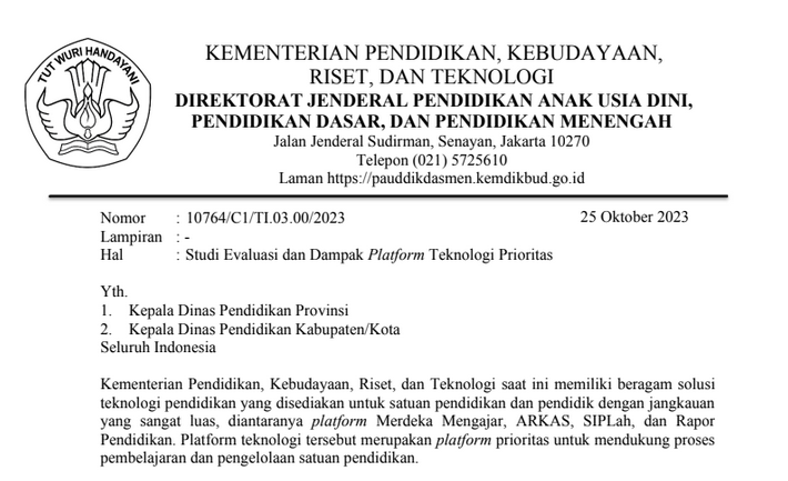 Studi Evaluasi dan Dampak Platform Teknologi Prioritas