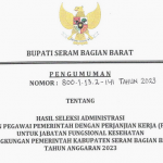 Pengumuman Hasil Seleksi Administrasi PPPK Kabupaten Seram Bagian Barat Tahun 2023