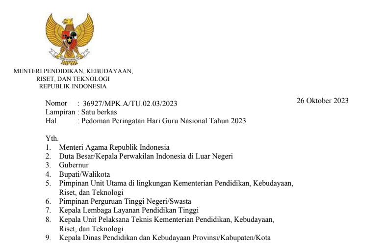 Unduh Pedoman Peringatan Hari Guru Nasional HGN Tahun 2023