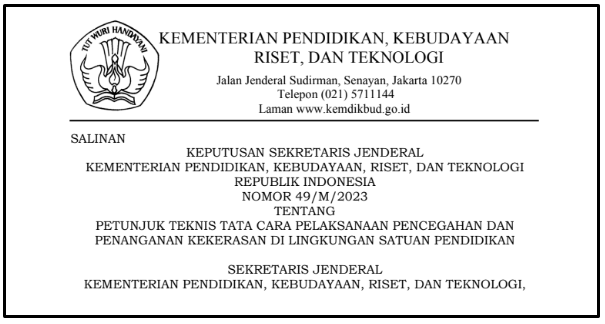 Juknis Tata Cara Pencegahan dan Penanganan Kekerasan di Satuan Pendidikan (PPKSP)