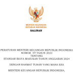 PMK Nomor 49 Tahun 2023 : Standar Biaya Masukan (SBM) Tahun Anggaran 2024