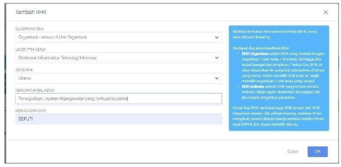Form Tambah Rencana Hasil Kerja JPT
