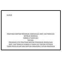 Permendikbudristek Nomor 63 Tahun 2023 tentang Juknis Pengelolaan Dana BOS
