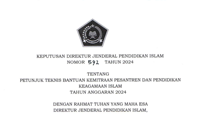 Juknis Bantuan Kemitraan Pesantren dan Pendidikan Keagamaan Islam 2024