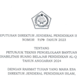 Juknis Bantuan Rehabilitasi Ruang Belajar Pendidikan Al Quran 2024