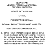 Edaran Permendiknas Nomor 39 Tahun 2008 tentang Pembinaan Kesiswaan