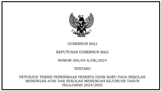 Petunjuk Teknis PPDB SMA SMK Tahun Ajaran 2024/2025 Provinsi Bali